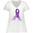 thumbnail image 3 of Inktastic Alzheimer's Awareness Purple Ribbon Made of Heart Women's Plus Size V-Neck T-Shirt, 3 of 5
