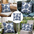thumbnail image 4 of Throw Pillow Covers 16x16 Inch, Navy Blue Monstera Leaf Decorative Pillow Cases for Couch Sofa Bed, Summer Tropical Plant Botanical Boho Cotton Linen Square Home Decor Pillowcases with Hidden Zipper, 4 of 9