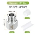 thumbnail image 2 of Uxcell 2 Pcs Adaptador reductor de accesorios de tubería 1/2" NPT macho x 3/8" NPT hembra de acero inoxidable, 2 of 4