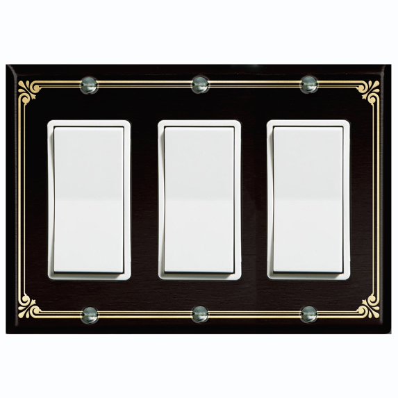 Metal Light Switch Plate Cover Elegant Victorian Floral Frame Black FRA072