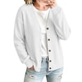 thumbnail image 2 of Ghalytn Women's Waffle Knit V-Neck Cardigan, Button Front Long Sleeve with Pockets, 2 of 8