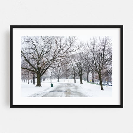 Snowy Walkway - Baltimore Maryland Photography Black Framed Wall Art Print 12 x 18 inches