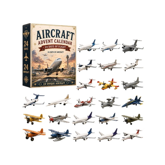 Clearance! 2026 Aircraft Advent Calendar,24 Unique Mini Plane Surprise Ornaments,Christmas Countdown Calendar,Xmas Tree Home Decor Gift Set For Aviation Enthusiasts