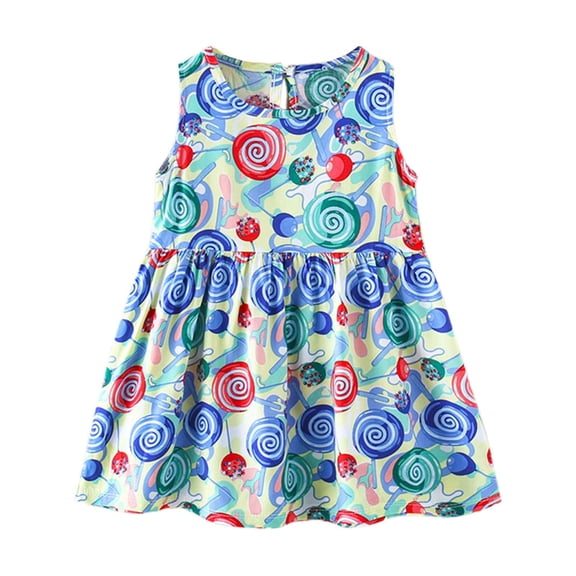 MEZZALL Girls Summer Casual Dress For Everyday Wear Comfortable Kids Play Dress Soft Breathable Fabric Flowy Design Age 3-12 Cute Toddler Wear