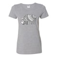 thumbnail image 2 of Black and White Mosaic Retro Mandala Rhino Animal Lover Womens Graphic T-Shirt, Heather Grey, X-Large, 2 of 4