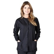 Women's Warm Up Medical Scrub Jacket (Black, Medium)