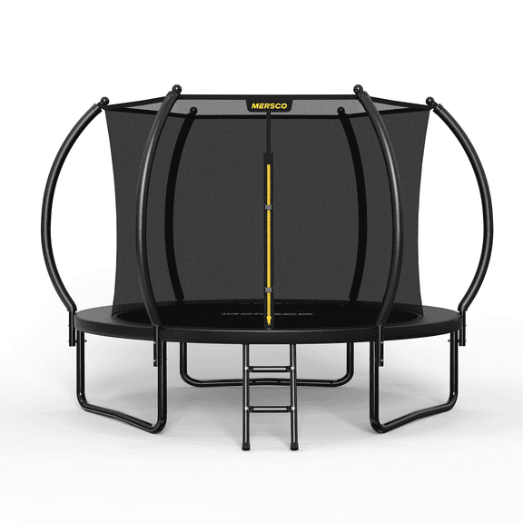Mersco 10FT Trampoline for Kids with Ladder,Outdoor Recreational Trampolines with Enclosure Net,Jumping Trampoline SPACE for Kid Birthday and Festival Gift,Black