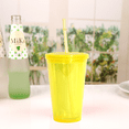 thumbnail image 4 of Double Wall Mug With Straw, Plastic Mug, Reusable Iced Coffee Mug, Clear Mug - Yellow, 4 of 5