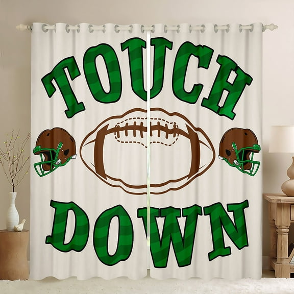 Manfei Touchdown Ball Gaming Black Out Curtains,Rugby Sport Theme Curtains Pack of 2 (42x63 Each),Boys Rugby Game Lovers Bedroom Curtains For Kids,Breathable Home Decor
