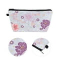 thumbnail image 3 of Bolsas de maquillaje impresas con flores únicas de 1 pieza para viajes de vacaciones, púrpura claro, poliéster, 3 of 5