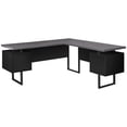 thumbnail image 1 of 71" x 71" x 30" Black, Grey, Particle Board, Hollow-Core, Metal - Computer Desk, 1 of 1