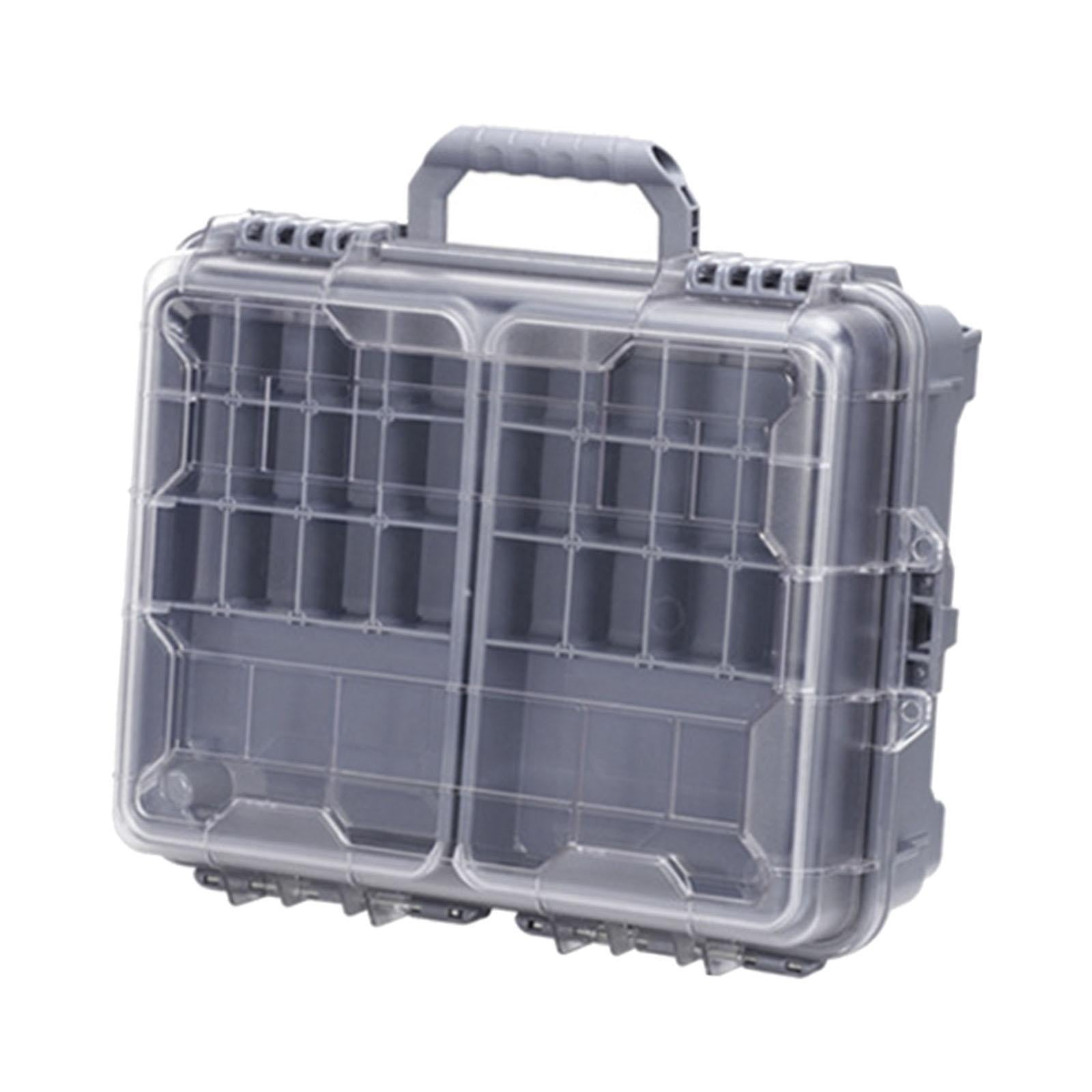 Wswqop Fishing Tackle Box Container Fishing Accessories Box Large Capacity Waterproof 3 Gray