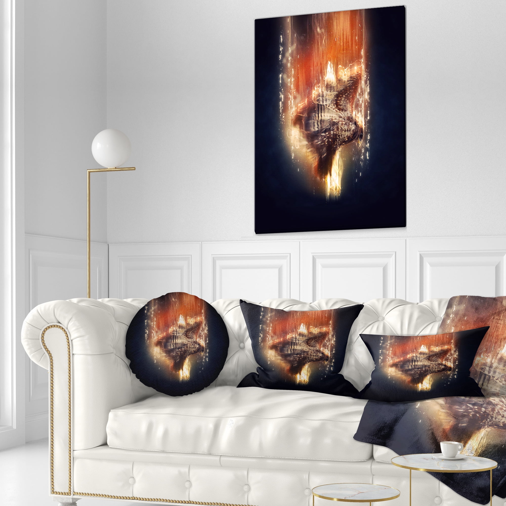 Designart Large Falcon in Flight - Animal Throw Pillow - 12x20