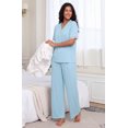 thumbnail image 4 of MINTREUS Women's Pajama Set Short Sleeve Sleepwear Set Soft Two Piece Matching Set with Pockets, 4 of 5