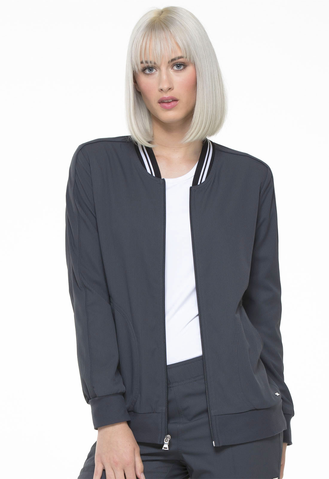Elle Elle Scrubs Jacket for Women Bomber EL310, XXS, Pewter Walmart