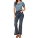 thumbnail image 2 of INSPIRAR CHIC Blusa Vintage para Mujeres con Lunares, Cuello Peter Pan, Mangas Cortas Abullonadas, Top M Azul, 2 of 7