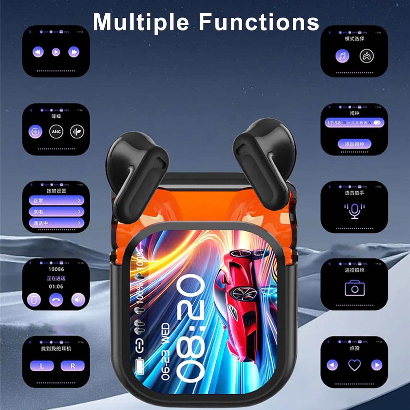 Ne20 Earbuds, NE20 Wireless Headphones, Ne20 Translation Earbuds, with 140 Language AI Translator Real Time, Bluetooth 6.0 Earphone, LCD Touch Screen, IPX6 Waterproof for Travel Business(2Pcs)