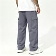 thumbnail image 5 of Mens Cargo Pants Casual Wide Leg Elastic Waist Joggers Cozy Soft Lightweight Sweatpants With Mult Pockets, 5 of 5