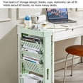 thumbnail image 4 of Rolling Book Cart, Movable Storage Bookshelf Bookcase with Wheels, File Folder Utility Organizer, Magazine Storage Bookshelf with Pen Holder for School Classroom Home, 4 of 8
