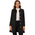 thumbnail image 1 of Abrigo de gamuza sintética Allegra K para mujer Gabardina con cinturón y botones invierno Negro XS, 1 of 5