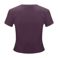 thumbnail image 4 of Womens Summer Tops Womens Polyester Blend Shirts Slim Pack Women Ling Sleeve Shirt Short Summer Shirt Women's Tee Women Long Sleeve Compression V Neck Long T Shirts Pack on Clearance Dark Purple XS, 4 of 5