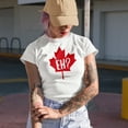 thumbnail image 2 of Distressed Distressed Eh? - Maple Leaf, Canada or Canadian Themed Merch Gift, Tan T-Shirt, Large, 2 of 5