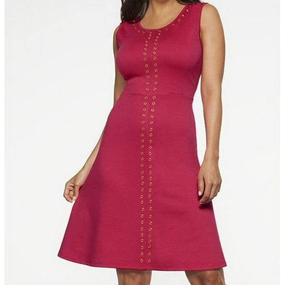 Masseys Women's Grommet Sleeveless Dress in Magenta - 2X