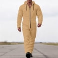 thumbnail image 2 of Men Hooded Long Sleeve Jumpsuit Full Zip Coverall with Multi Pockets for Workwear, 2 of 5