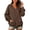 Brown, variant on Oversized Sweatshirt for Women V Neck Long Sleeve Loose Pullover Wtih Kangaroo Pocket 2026 Fall Winter Casual Trendy Street Campus Pullover Daily Wear Army Green S