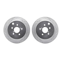 Dynamic Friction Company Rear Brake Rotors-Drilled and Slotted-Silver 7002-13034