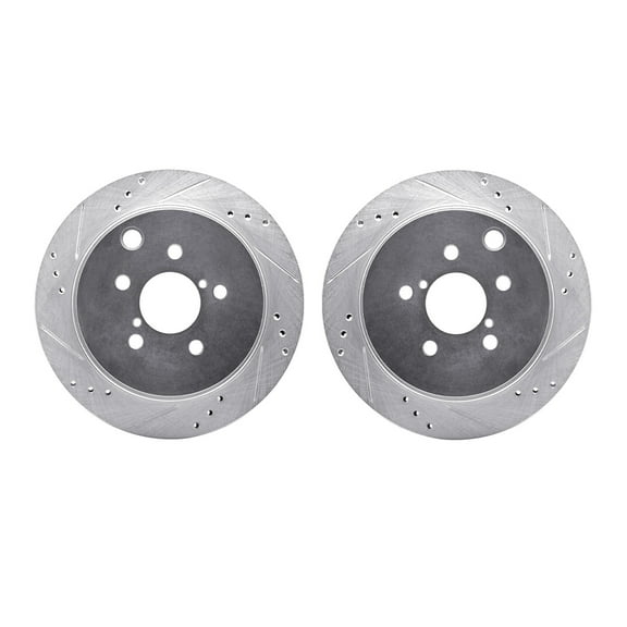 Dynamic Friction Company Rear Brake Rotors-Drilled and Slotted-Silver 7002-13034