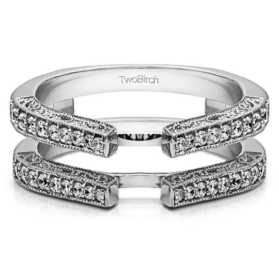 0.29 Ct. Cathedral Ring Guard with Millgrained Edges and Filigree Design With Cubic Zirconia Mounted in Sterling Silver