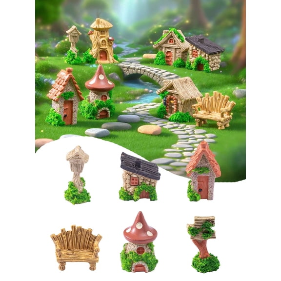 Mini House Resin Accessories for Fairy Garden Yard DIY, Village Decor, Spring Garden Decor, Easter Basket, Random - 3pcs