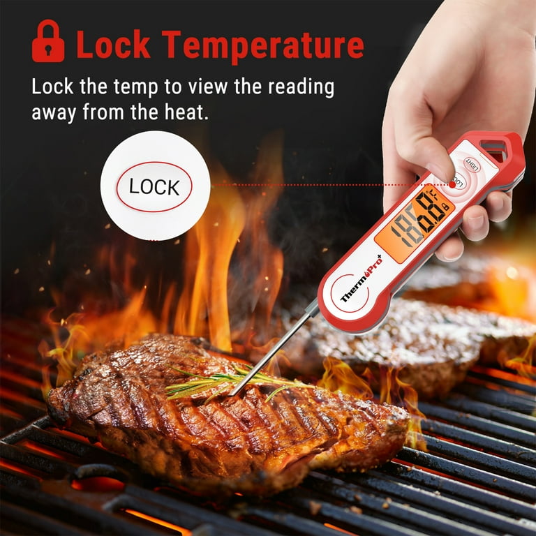 ThermoPro TP19HW Waterproof Digital Meat Thermometer, Food Candy Cooking Grill Kitchen Thermometer with Magnet and LED Display for Oil Deep Fry Smoker