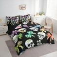 thumbnail image 3 of Feelyou Watercolor Bowknot Bedding Comforter Set 7pcs, Skeleton Skull Print Queen Bedding Sets, Kawaii Cartoon Reversible Queen Sheet Sets, Luxury Bedroom Decor, 3 of 7