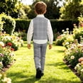 thumbnail image 4 of Iyufng 3 Piece Boys' Formal Vest Suit Sets, Summer Checkered Outfits for Boys, Collared Shirt with Trousers, Hat Set, Size 1-8 Years, 4 of 9