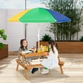 thumbnail image 3 of Infans 3-in-1 Kids Picnic Table Wooden Outdoor Sand & Water Table w/Umbrella Play Boxes, 3 of 7