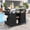Black, variant on DTTRA 50.25" Solid Wood Outdoor Kitchen Island Cart with 1.2" Thick Stainless Steel Top, Rolling BBQ Grill Prep Table with Storage Cabinet, Spice Rack, Wheels & Hooks for Patio Backyard, Grey Blue