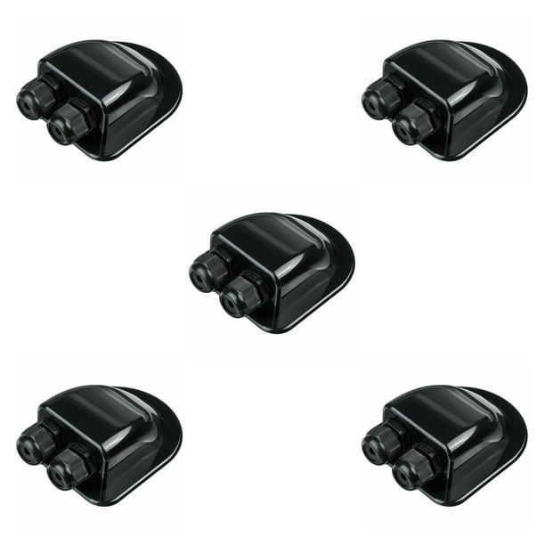 Kenally Panel solar Caja de prensaestopas de entrada de cable doble Cubierta de yate Campervan Camper Black Negro 5piezas