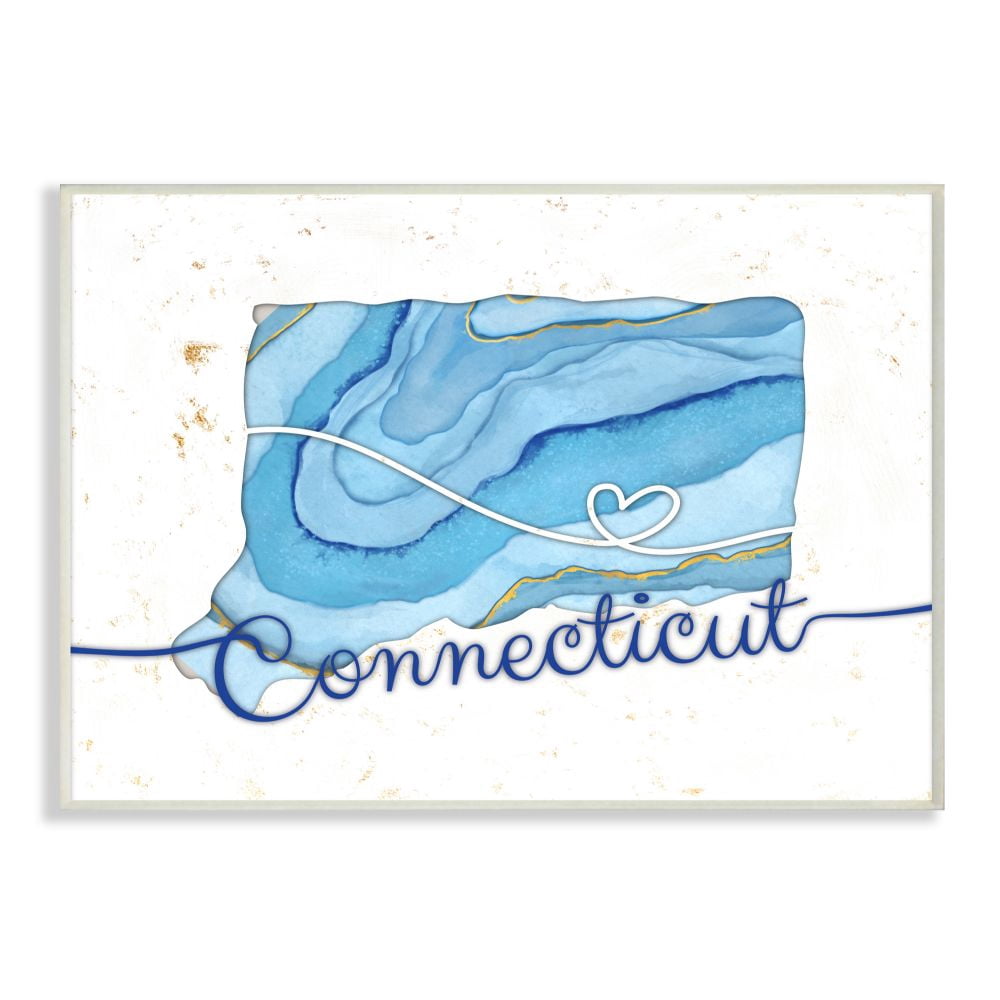 Stupell Industries Connecticut Agate Blue US State Design Wall Plaque by Ziwei Li