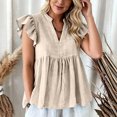 thumbnail image 6 of Msgweeeg Womens Blouses Dressy Casual Short Sleeve V Neck T Shirts for Women Solid Color Loose Fit Summer Breathable Womens Going out Tops for Everyday Casual Wear, 6 of 7