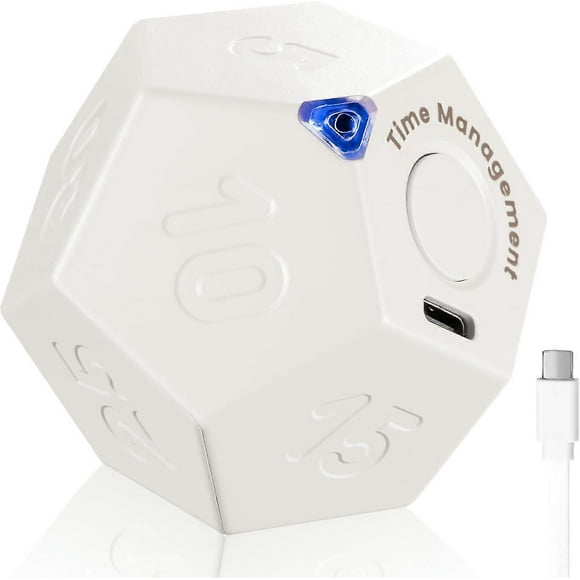 Pomodoro Timer, Cube Timer Rotating Productivity Timer, Desk Timer Dodecagon With Sound Vibrate Light Alarm Flip Timer For Time Management Zekai