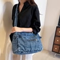 thumbnail image 4 of Sunyuer Women Vintage Washed Denim Hobo Bag, Large Capacity Multi Pocket Denim Crossbody Tote Purse, Daily Commuter Travel Shoulder Handbag, 4 of 8
