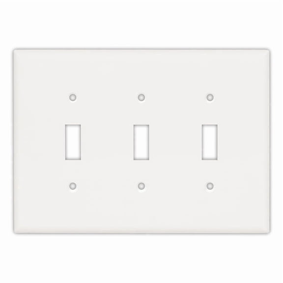 Cooper PJ3W White Mid-Size Unbreakable Three Gang Toggle Light Switch Wall Plate