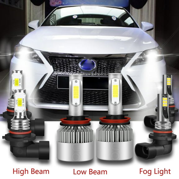 For Lexus IS250 IS350 2006 2007 2008 2009 LED Headlight Bulbs Kit High/low Beam   Fog Light 6pcs