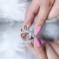 thumbnail image 5 of Rosec Jewels Lab Grown Diamond Princess Crown Ring - EF-VS Quality Certified - Eternity Wedding Band for Women - with Jewelry Box, 10K White Gold, US 9.00, 5 of 7