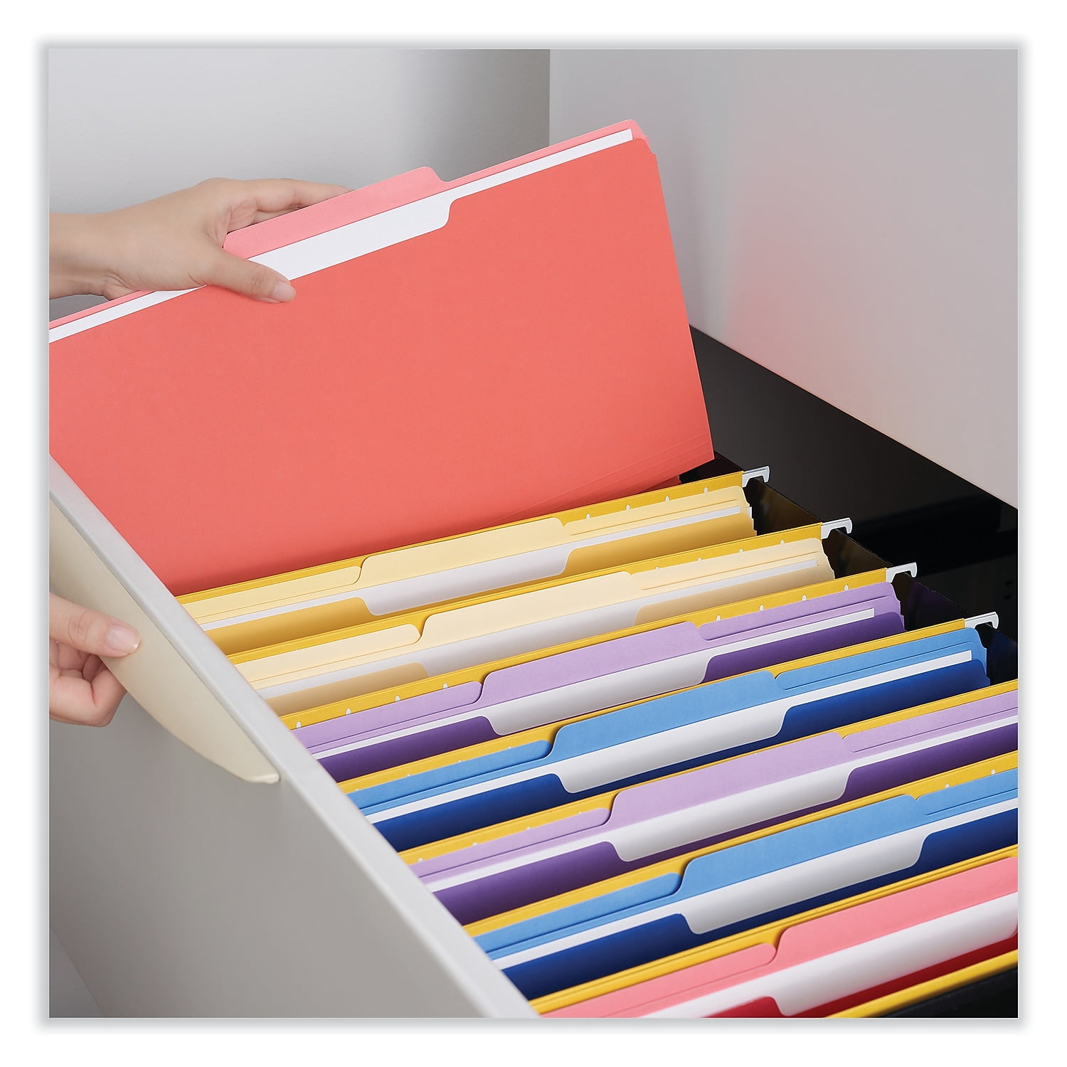 1/3-Cut Tabs, Interior File Folders - Legal Size, Red (100/Box)