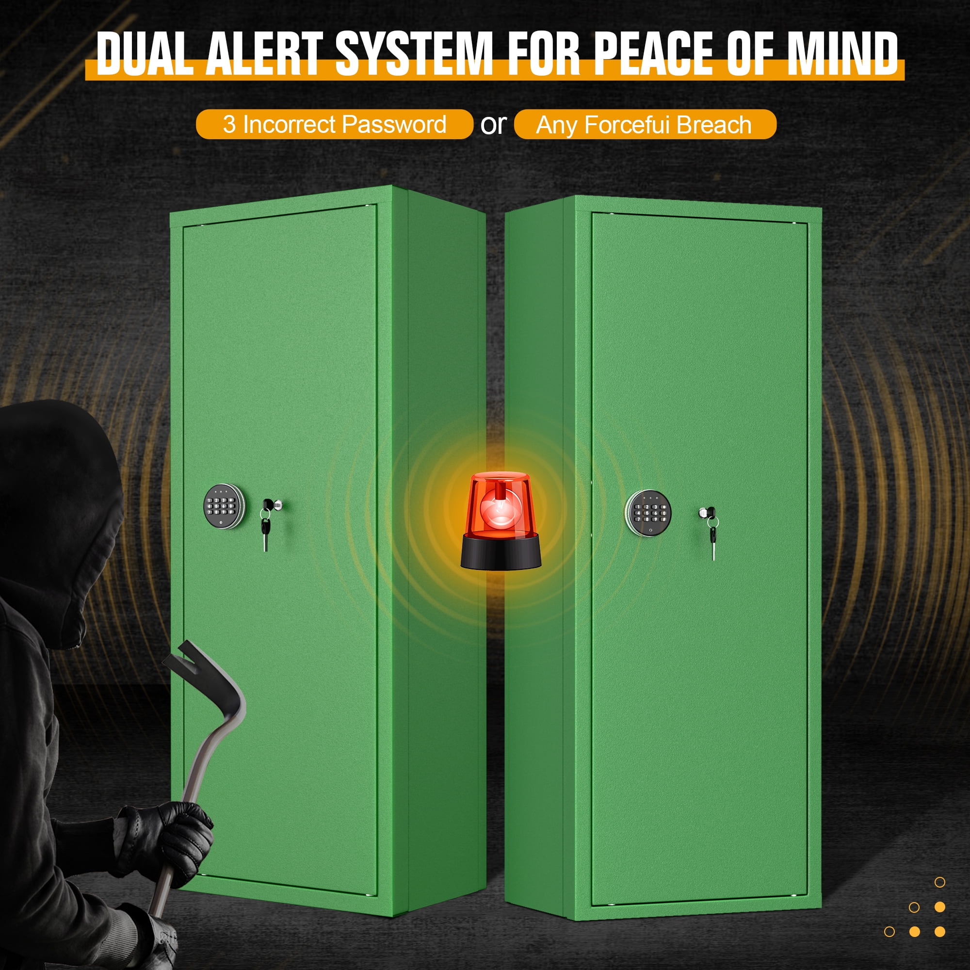 SUNCROWN 12-15 Gun Safe for Rifles and Pistols,Quick Access Rifle Gun Safe with Keyboard Lock, Gun Cabinets for Rifles and Shotguns with Pocket and Rifle Rack for Home（Green）