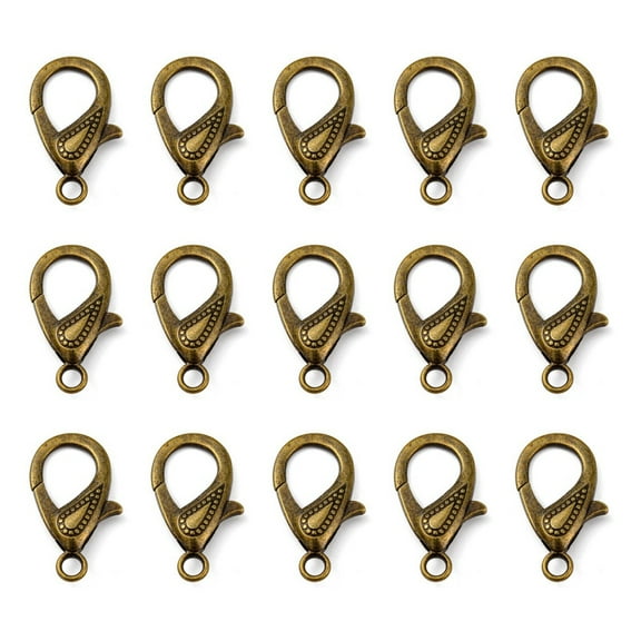 10pc Tibetan Style Alloy Lobster Claw Clasps Antique Bronze 30x15x4mm Hole: 3mm
