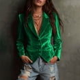 thumbnail image 2 of Aobny Blazers for Women Semi-Formal Short Long Sleeve Velvet Jackets Plain Mid-Weight Blazer Jackets for Women,Green,L, 2 of 9